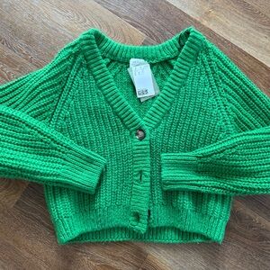 H&M Vibrant Green Knit Cardigan
